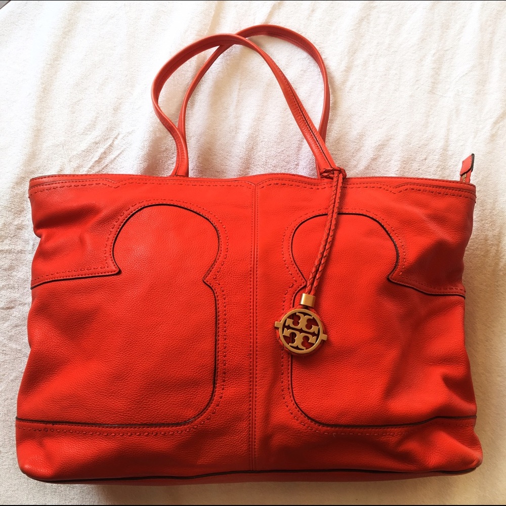Tory Burch Amalie simple logo tote💥fire orange💥